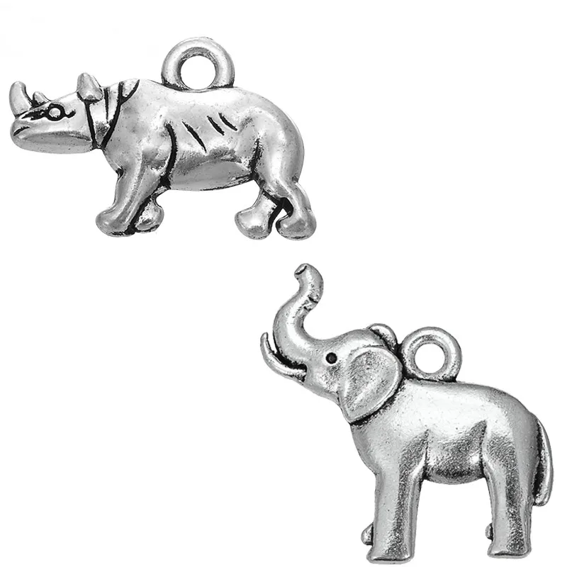 Skyrim Unqiue символ силы дикая природа животное носорог и слон амулеты подвески цинковый сплав металл для DIY ожерелья Изготовление 20 шт