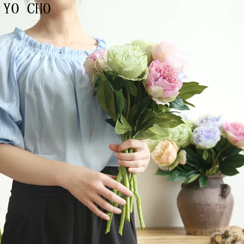 YO CHO 2pcs Artificial Flowers Real Touch Silk Simulation Flowers Dutch Peony For Home Garden Balcony Decoration Fake Flowers YO CHO 2pcs Artificial Flowers Real Touch Silk Simulation Flowers Dutch Peony For Home Garden Balcony Decoration Fake Flowers