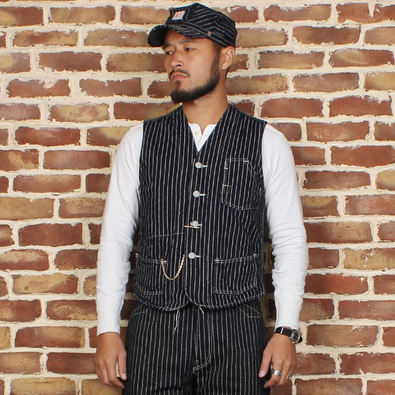 Men Pour Bronson Vests Hommes Gilet Brut Wabash De Indigo Ferroviaire Travail Rayure vFUBqCvx