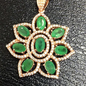 

Collares Qi Xuan_Trendy Jewelry_Colombian Green Stone Flower Necklaces_Rose Gold Color Pendant Necklaces_Factory Directly Sales