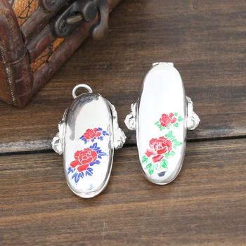 

925 Sterling Silver Filigree Enamel Cloisonne Factory Rose Pendant pendant epoxy gawu box box