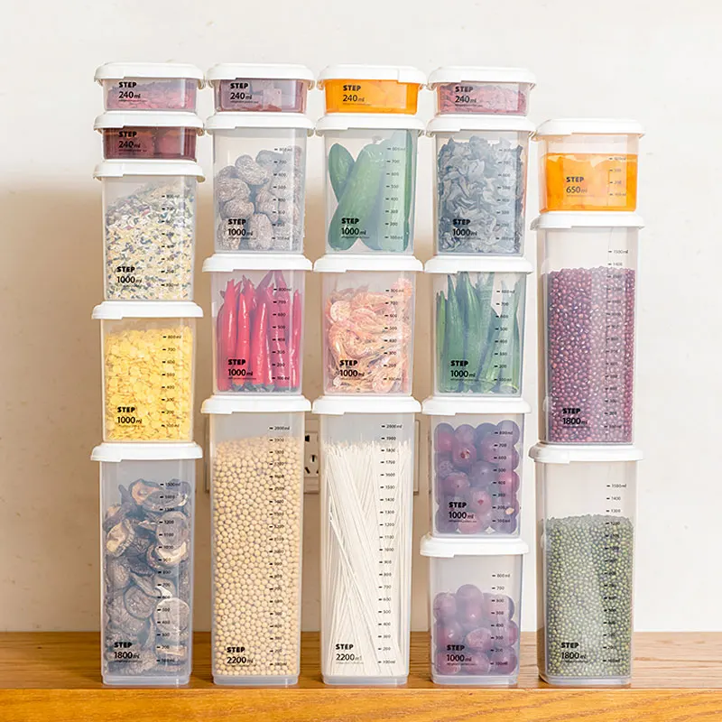 

Food Storage Box Plastic Transparent PP Food Container Sealed Crisper For Grain Tank Kitchen Fridge Sorting Organize Tools