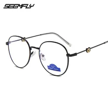 Seemfly, очки с защитой от Голубых лучей, оправа, новая мода, Ретро стиль, круглая металлическая оправа, очки для мужчин и женщин, Ретро стиль, мужские очки