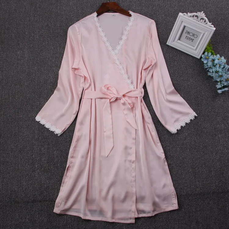 Женский сексуальный кружевной Шелковый халат и халат, комплект для сна, платье+ банный халат, 2 предмета, женское белье, 5 цветов, халат для подружки невесты, свадебная Пижама