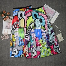 Лето, Женская юбка миди, корейская мода, абстрактный принт, Женская плиссированная юбка, бохо шик, пляжные, вечерние, повседневные юбки