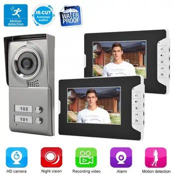

Apartment 2 Units Wired Video Door Audio Visual Entry Intercom System SY813MC12 110V-240V mirilla digital