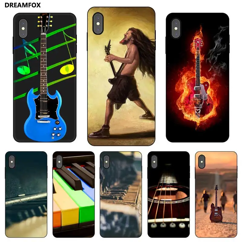 P165 Piano Guitar Black Silicone Case Cover For Apple iPhone 11 Pro XR XS Max X 8 7 6 6S Plus 5 5S SE |