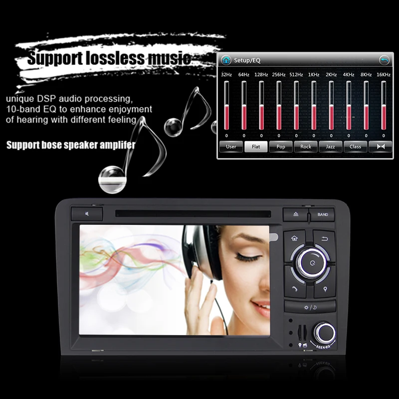 Excellent Eunavi 2 Din 7 inch Car GPS Navigation DVD Player Stereo Video For Audi A3 2003-2013 S3 RS3 in dash touch screen usb dab+ swc 6