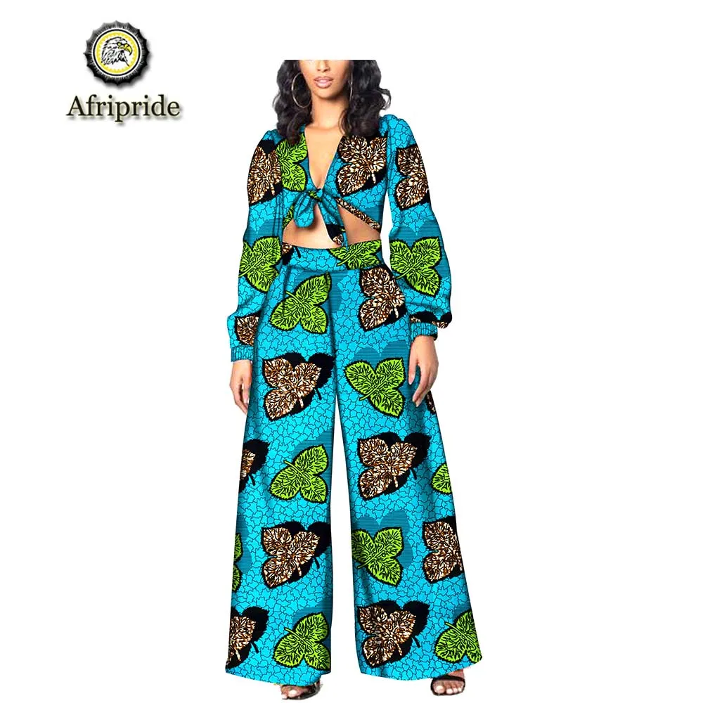 Африканский дизайн костюмы для женщин AFRIPRIDE 2-piece Топ без бретелей+ полная длина печати Дашики вышивка сексуальные вечерние S1926011