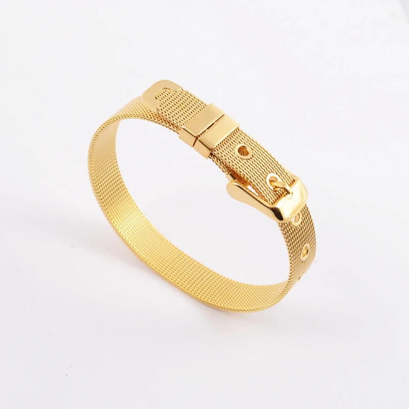 

Fashion Mesh Wire Bracelets Silver Rose Gold Titanium Steel Watch Band Belt Buckle Bracelets Pulseiras Jewelry For Men Women
