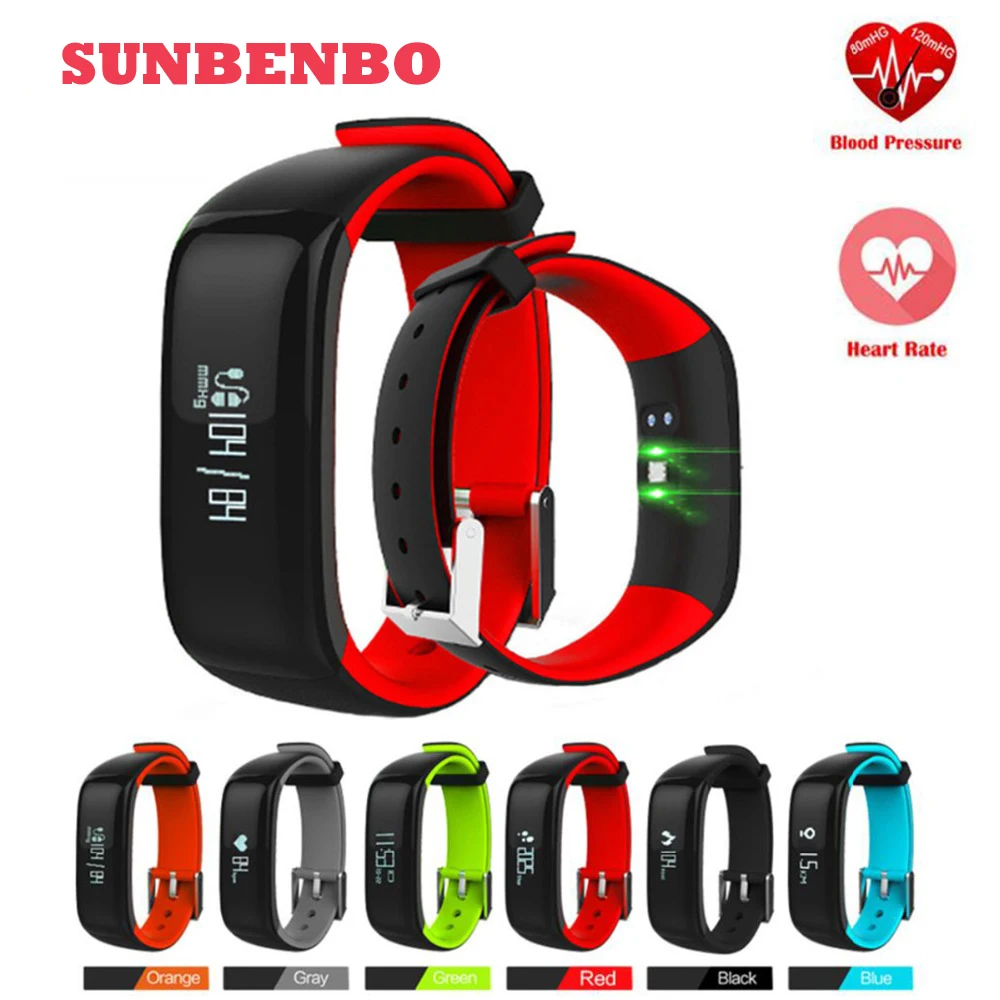 Sunbenbo 2017 P1 smart band Blood Pressure Heart Rate Monitor Smart Bracelet Waterpoof Bluetooth Smartband For