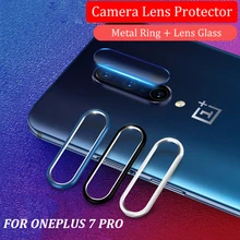 For Oneplus 7 Pro Camera Lens Metal Rear Ring Clear 2.5D Transparent Tempered Glass Screen Protector Back Cover Guard Film