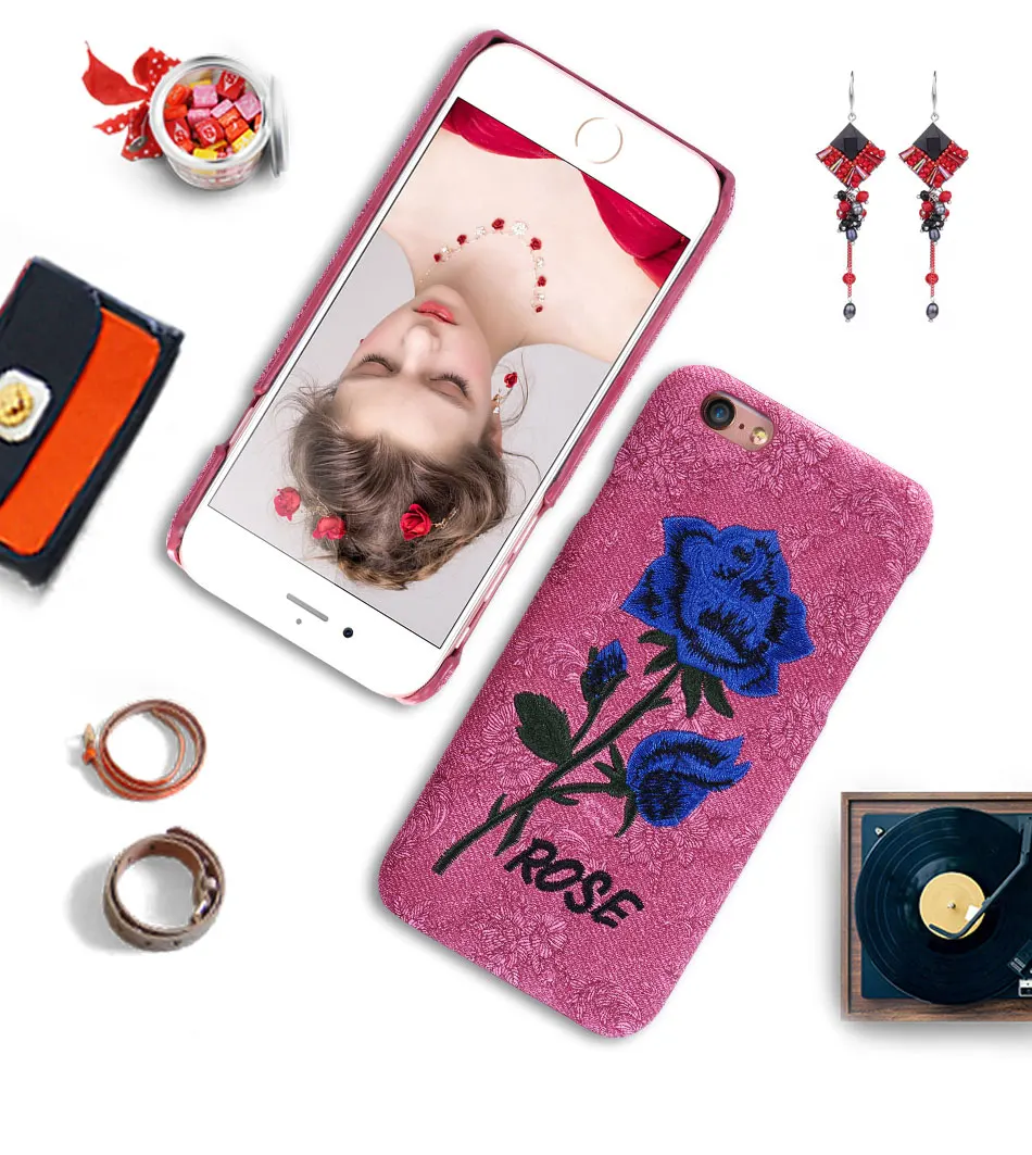 DOEES Vintage Phone Case For iPhone 6 6S 7 Plus Handmade 3D Rose Embroidery Pattern For Samsung Galaxy S8 Plus S7 S6 Edge Cases (9)