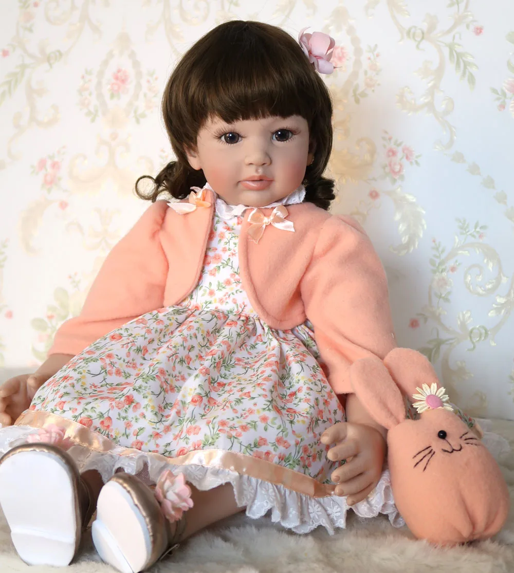 60 см силиконовая кукла-Реборн, игрушки для девочек, виниловая принцесса для малышей, Bebe Bonecas, подарок на день рождения, подарок, игрушка для дома