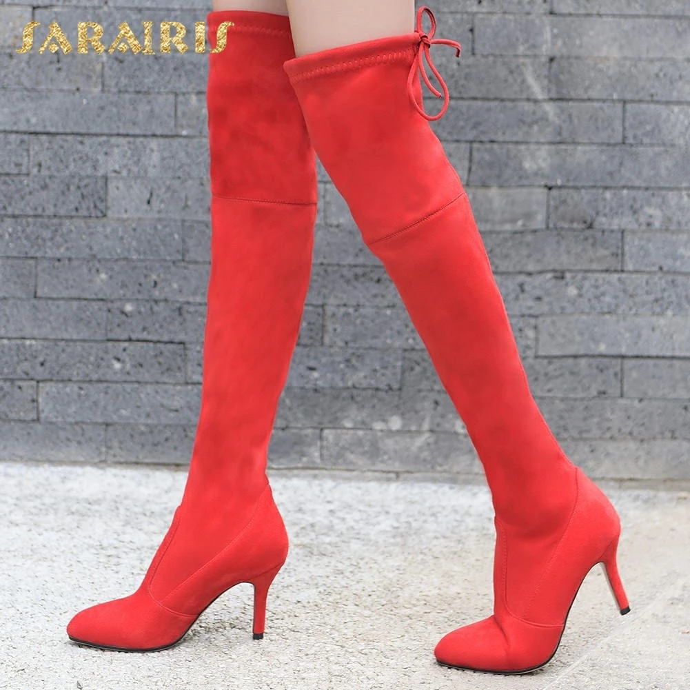 

SARAIRIS Brand New Large Size 34-42 Thin High Heels Spring Autumn Boots Woman Shoes Hot Sale Elegant Over The Knee Boots Female