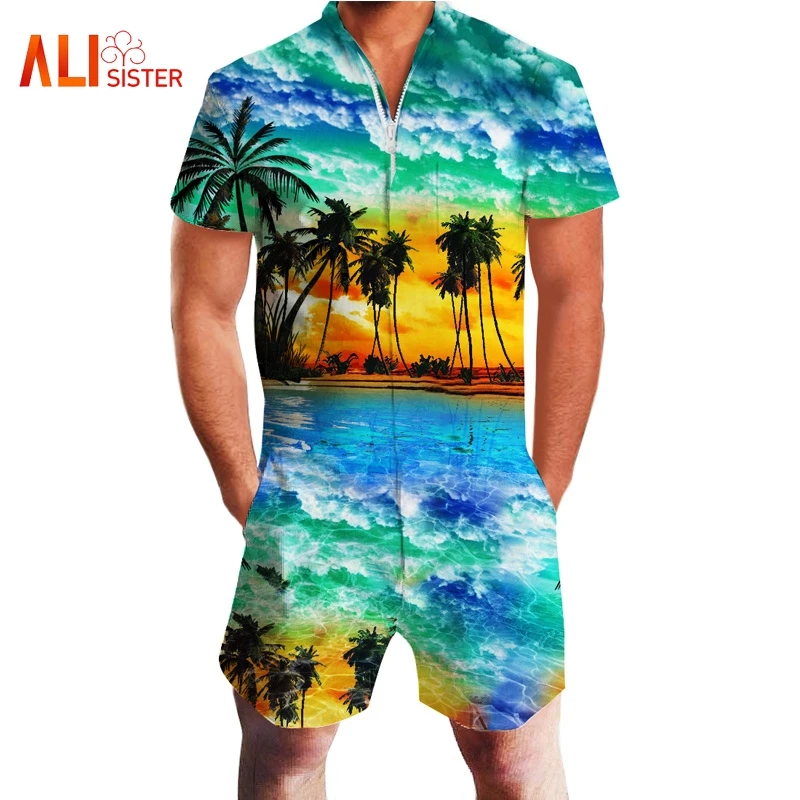 2019 New Design Men Romper Fashion 3d Funny Cat Anime Print Short Sleeve Jumpsuit Male Casual Beach Party One-Piece Rompers 2019 New Design Men Romper Fashion 3d Funny Cat Anime Print Short Sleeve Jumpsuit Male Casual Beach Party One-Piece Rompers