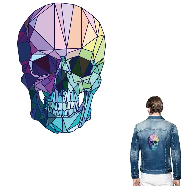 

ONESAID New Design Skull Patches for Jackets Cool Iron-on Transfers Patch for Clothing Ironing Patches Garment Decoration S-028