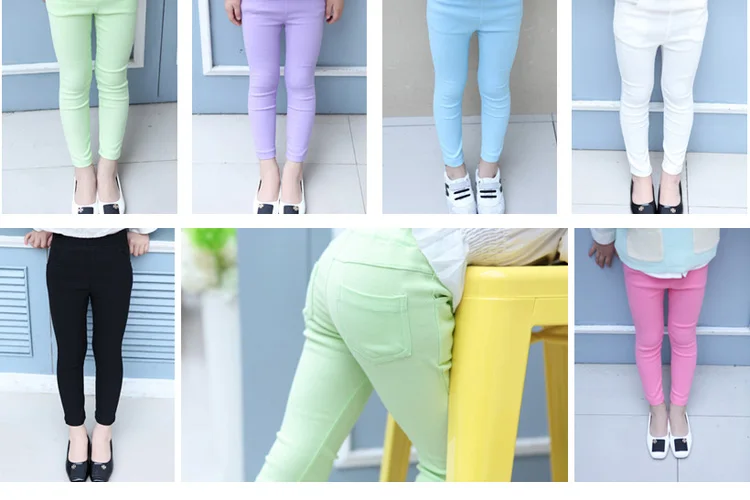Леггинсы для девочек, повседневные узкие брюки ярких цветов для девочек, Длинные спортивные штаны, детские школьные брюки для 3, 4, 6, 8, 10, 12 лет