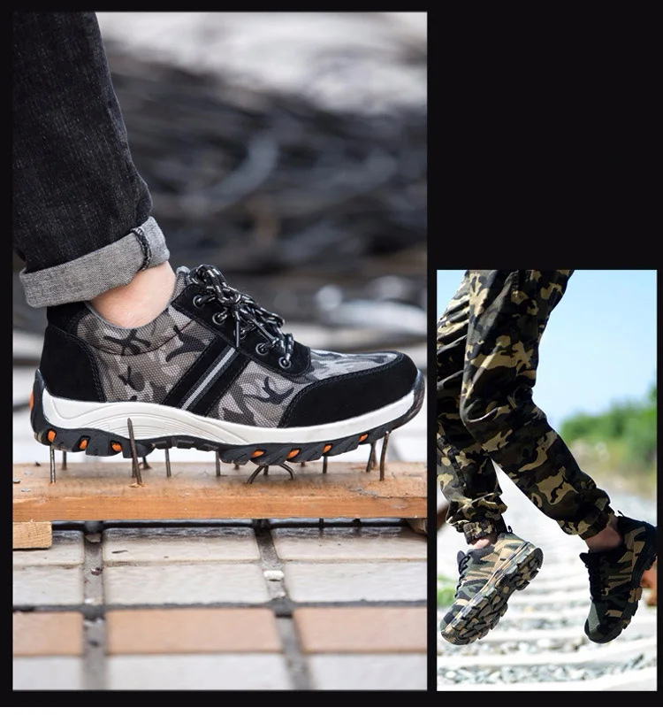 Men Safety Work Shoe Boots Fashion Camouflage Breathable Mesh Steel Toe Protective Shoes Labor Insurance Puncture Proof Shoes (5)