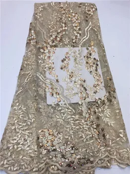 

2019 Fresh African Guipure Lace Fabric with Diamonds Latest Nigerian Cord Lace Fabric Embroidered Tulle Lace For Party(ZX-8-19
