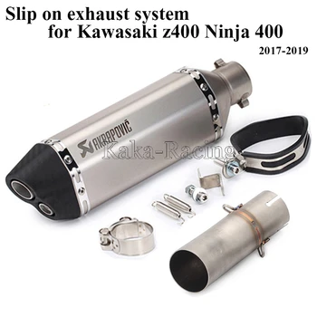 

Z400 Slip on system Middle Link Pipe Akrapovic Motorcycle exhaust Muffler Escape moto For Kawasaki Z400 Ninja 400 2017 2018 2019
