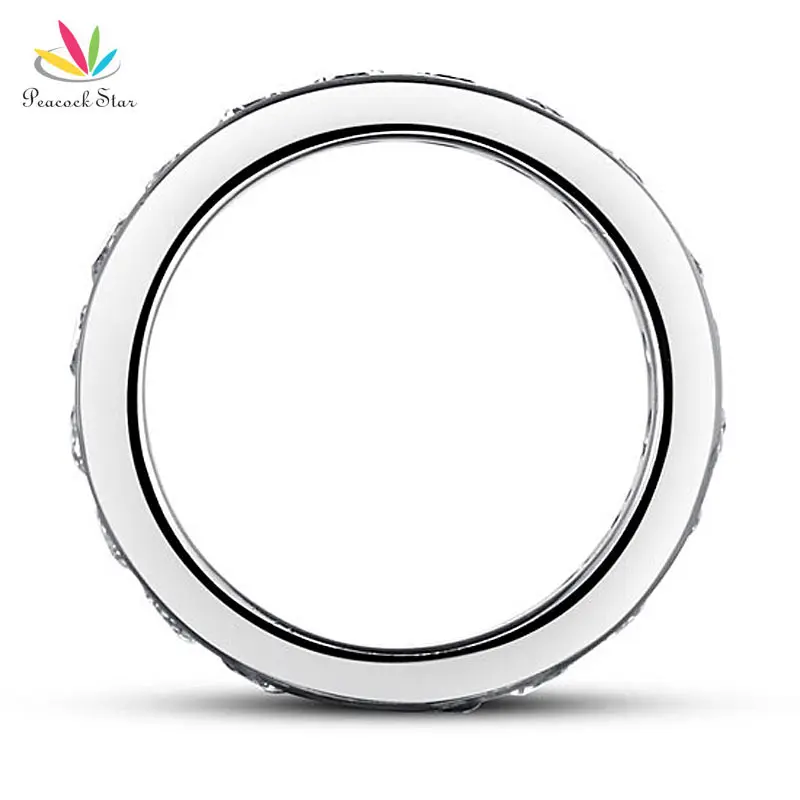 Peacock Star Solid 925 Sterling Silver Eternity Wedding Band Ring Jewelry CFR8004