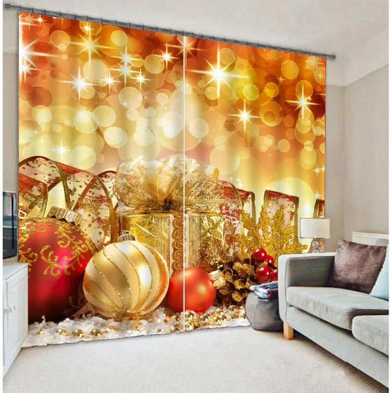 Рождество Шторы Постельные принадлежности Гостиная шторы фестиваль cortians густой навес окна Шторы заказ Размеры доступны
