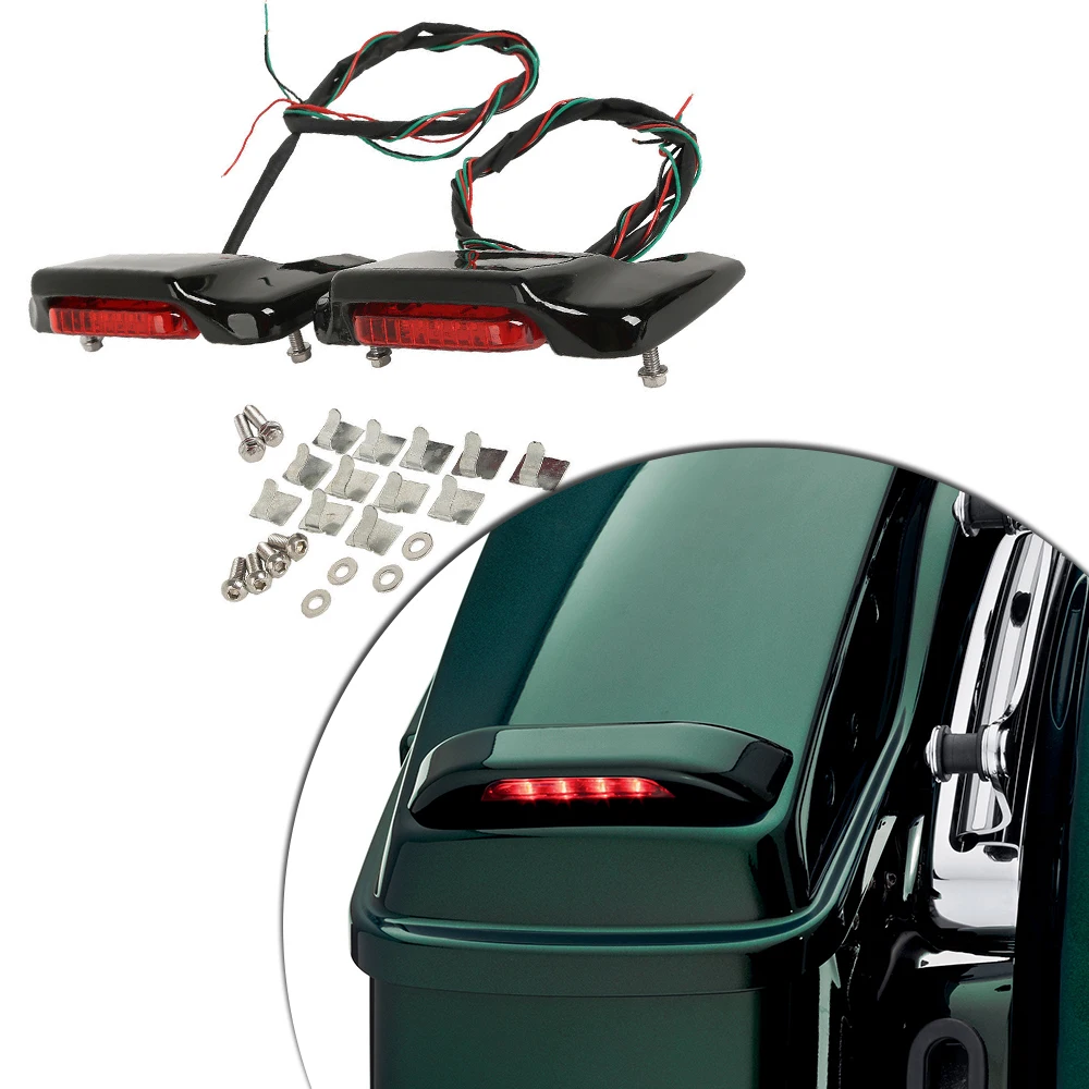 

Black Pearl Hard saddlebag lid LED Spoiler kit High Quality ABS For Touring Electra Street Road Glide Saddlebag 1993-2013