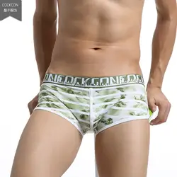 Для мужчин; нижнее белье из хлопка с принтом брюки свободные пот абсорбент дышащий зеленый модные пикантные шорты-боксеры