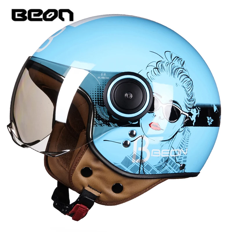 BEON мотоциклетный шлем с открытым лицом Ретро шлем для скутера шлем chopper шлем capacete Европейский ЕЭК утвержден - Цвет: 12
