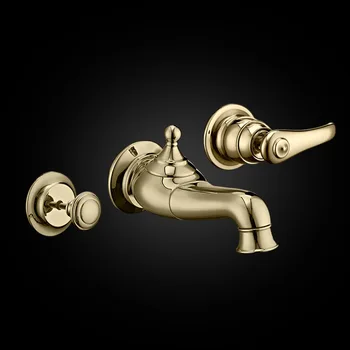 

New Copper Three-hole Basin Faucet Bathroom Cabinet Double Taps Pull Out Bathroom Faucet Hot and Cold Kitchen Faucet LY-89