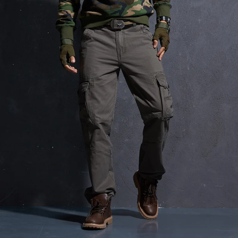 Осенне-зимние мужские утепленные прямые штаны из плотного флиса с несколькими карманами, мужские теплые ветрозащитные штаны для альпинизма, охоты, верховой езды - Цвет: 3815 gray