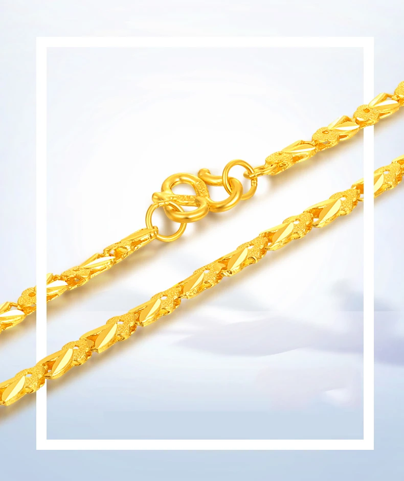 XXX 24K ожерелье из чистого золота настоящий AU 999 твердая Золотая цепь простые яркие движущиеся высококлассные Классические Вечерние ювелирные изделия Новинка