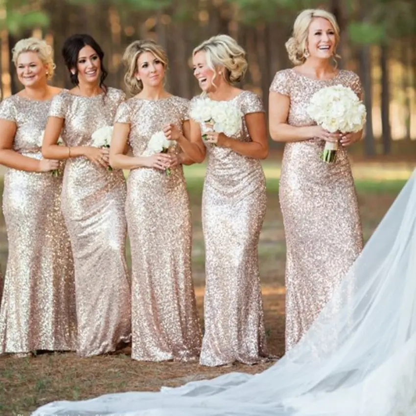 Розовое золото платье подружки невесты с пайетками 2019 горячее длинное свадебное платье vestidos de festa vestido longo