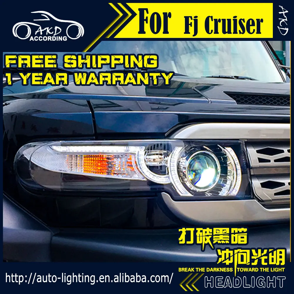 AKD автостайлинг фары для Toyota Fj Cruiser FJ150 светодиодный ные DRL H7 D2H Hid опция ангельский