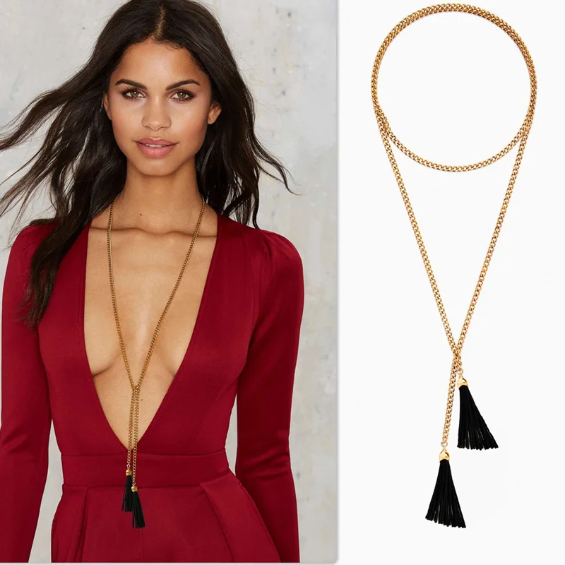 

Summer Newest fashion jewelry accessories mix color tassels DIY long chain necklace for couple lovers' N166
