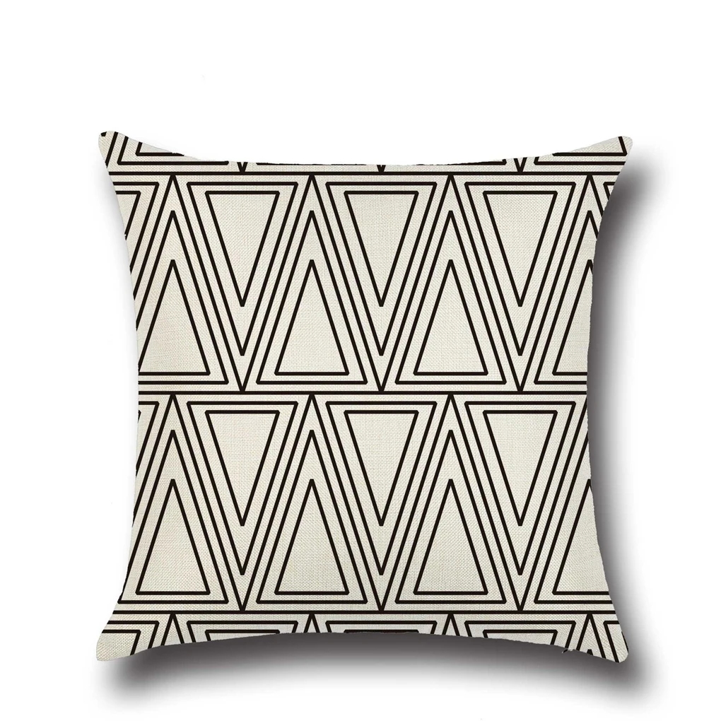 Buy Black and White Square Decorative Flax Pillow