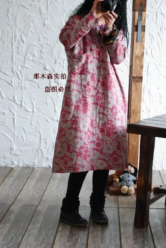 YoYiKamomo женское платье с оригинальным принтом, свободное Хлопковое платье с длинным рукавом, хлопковое платье, платье большого размера