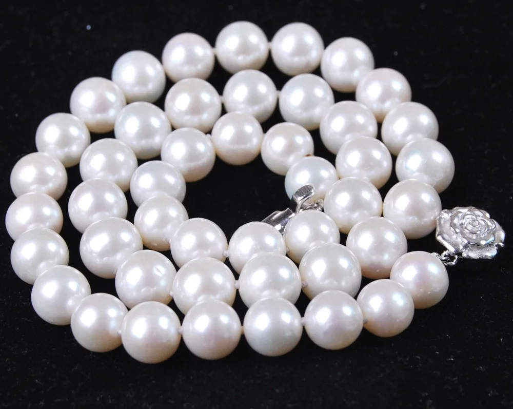 

2014 new fashion free shipping 8-9MM Natural White Akoya Cultured Pearl necklace AAA Grade BV46
