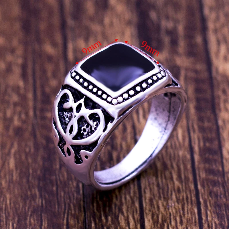 Классическое мужское кольцо на палец, покрытое древним серебром, модное ювелирное черное кольцо для женщин