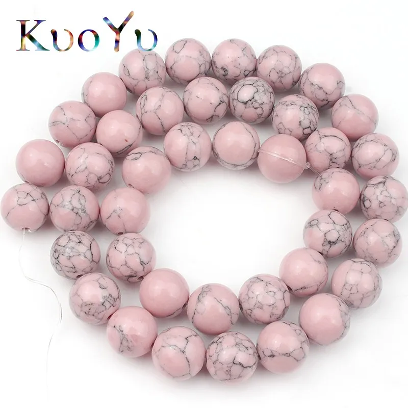 

Pink Turquoises Stone Beads Round Loose Spacer Beads For Jewelry Making 4/6/8/10/12mm DIY Handmade Bracelet Necklace 15"inches