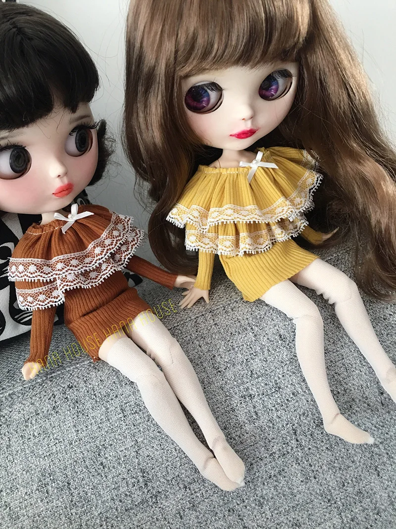 1 шт. желтый, коричневый кукла Blyth одежда с длинным рукавом юбка для Blyth милые платья куклы аксессуары(fit blyth, licca, ob24, 1/6 кукла