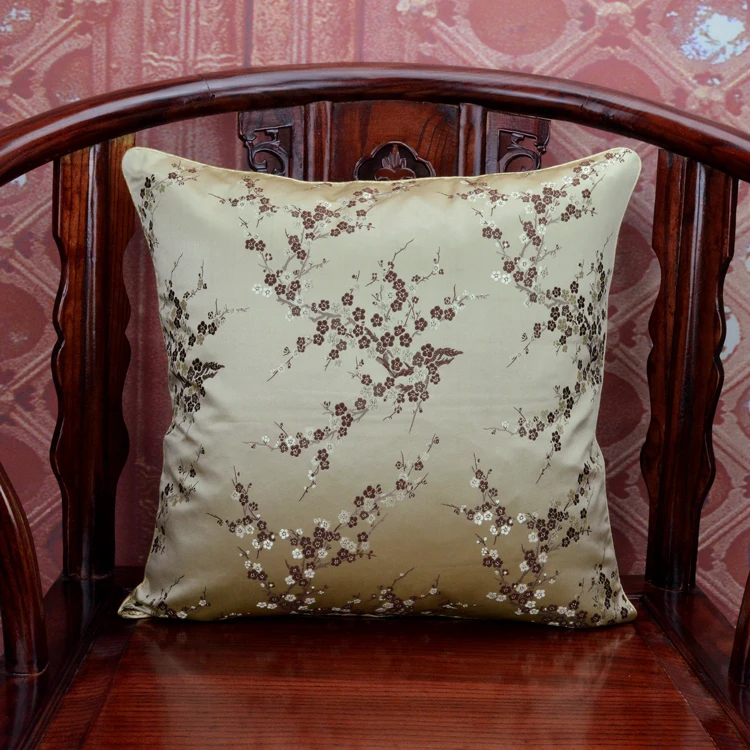 Ручной работы с цветочным принтом китайский стул подушка для дивана в этническом стиле Подушка под поясницу декоративные наволочки шелк атласная наволочка 45x45 см