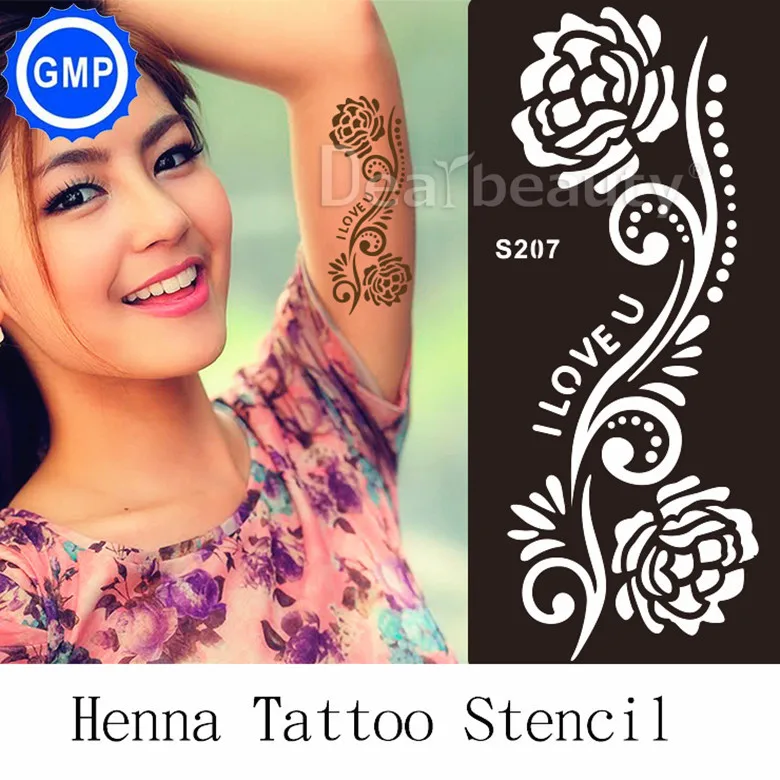 

1sheet India style professional level hand painted henna tattoo stencil paste templates stencils rose flower for painting S207
