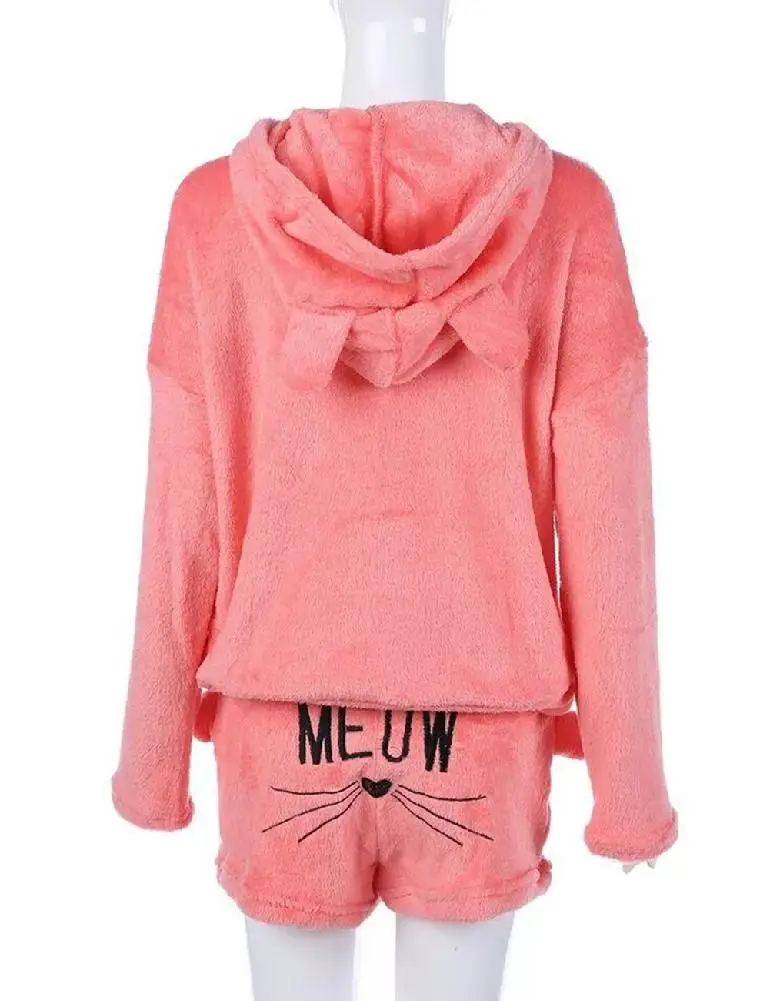 

MISSKY 2PCS/Set Cute Cartoon Animal Pajamas Casual Sets Warm Winter Super Soft Nightie Stitch Pyjamas Adult Sleepwear For Women
