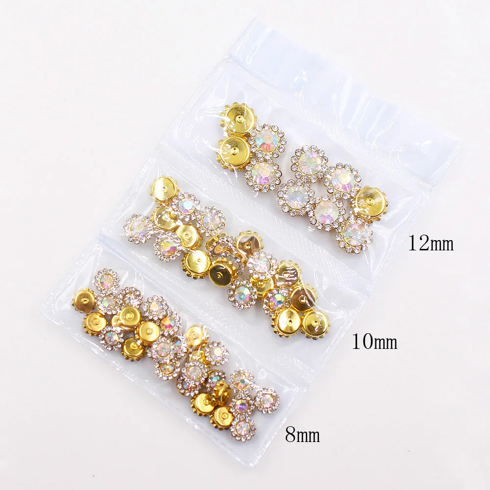 

CrystalAB Mix Size Gold Base Clear Crystals Glass Sew On Rhinestones Strass Handwork Craft Non Hot fix Rhinestones For Clothes