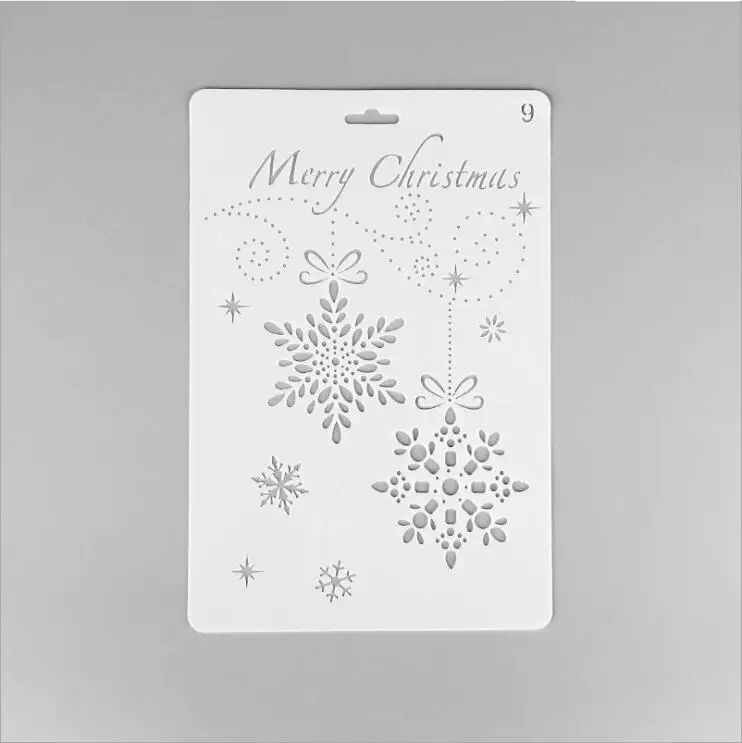 ENO Greeting Merry Christams Stencil Snowflake Plastic Stencil For Scrapbooking Christmas Wall Decoration