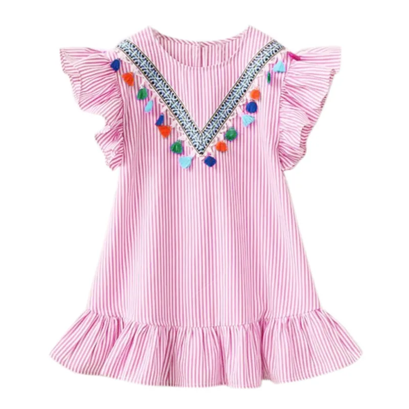 LILIGIRL/Одинаковая одежда для семьи платья для мамы и дочки платье с оборками и кисточками семейная одежда детская полосатая пляжная одежда