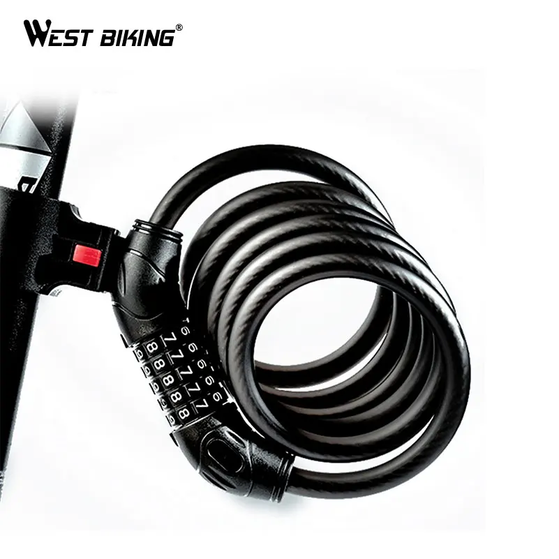West Biking Steel Cable Lock For Bicycle Antitheft Safety Code