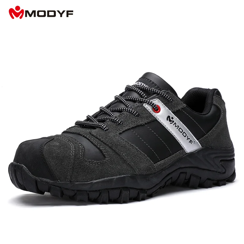 

Modyf Mens winter autumn Steel Toe Cap work Safety shoe genuine casual Anti-kick footwear Outdoor puncture proof boot